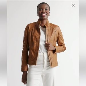 Quince Leather Stand-Collar jacket - Cognac